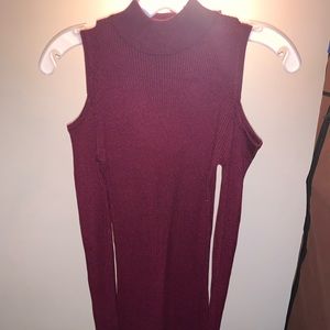 Mid length cold shoulder sweater dress